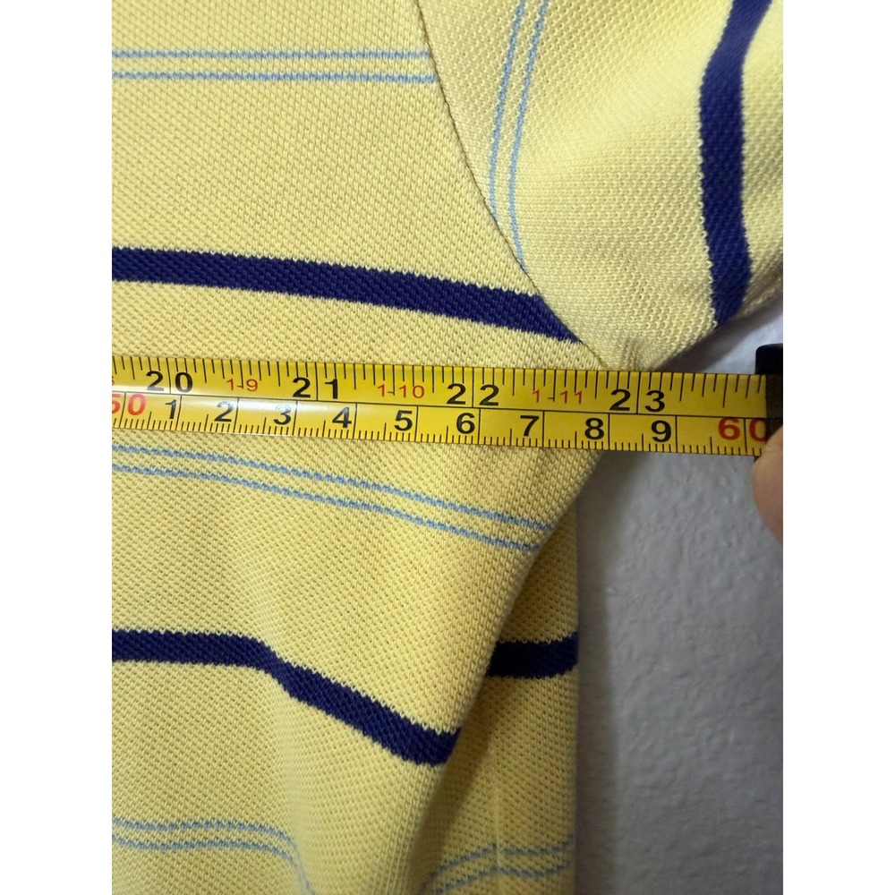 Polo Ralph Lauren Mens XL Yellow Striped Short Sleeve Cotton Pique Polo Shirt - Picture 5 of 7